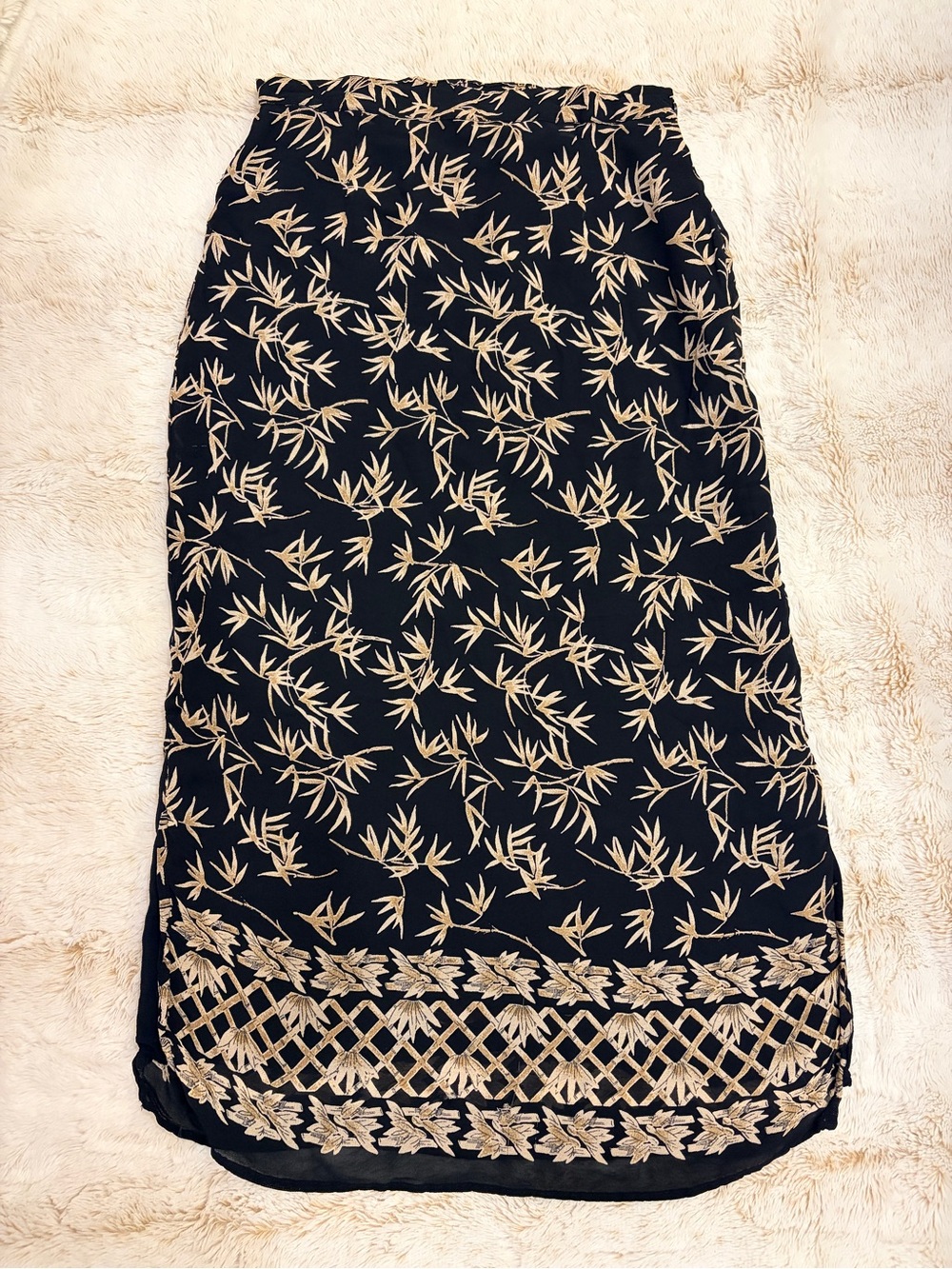 🖤 Vintage Y2K Whimsygoth Botanical Maxi Skirt Size 8 Fairy Grunge Euro Summer